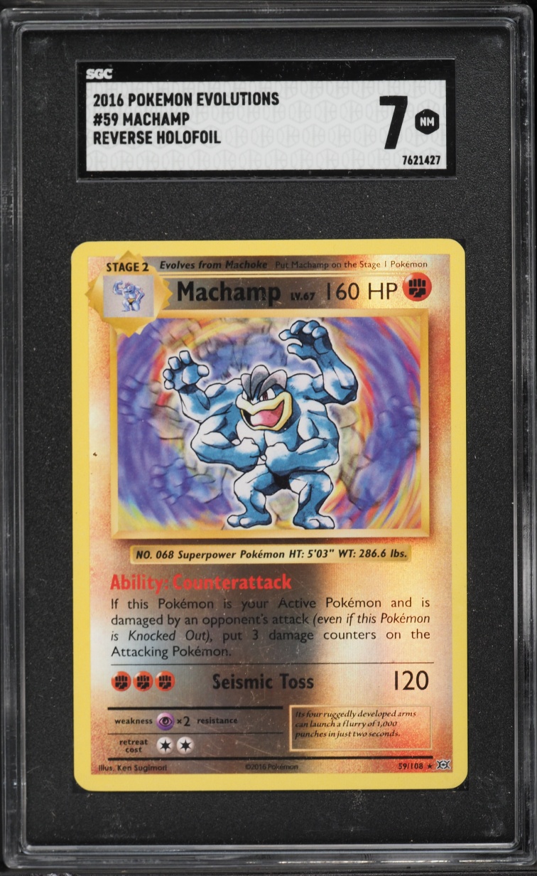 2016 Pokemon XY Evolutions Reverse Holo Machamp #59 SGC 7 NRMT