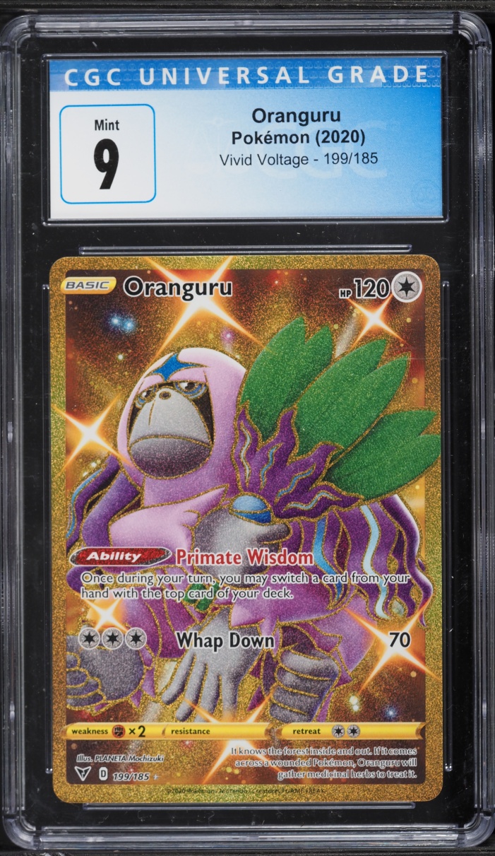 2020 Pokemon Sword & Shield Vivid Voltage Gold Rare Oranguru #199 CGC 9 MINT