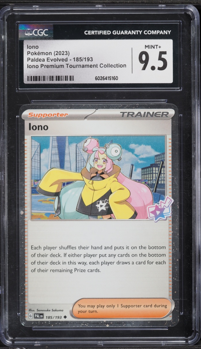 2023 Pokemon SV Paldea Evolved Premium Tournament Iono #185 CGC 9.5 MINT+