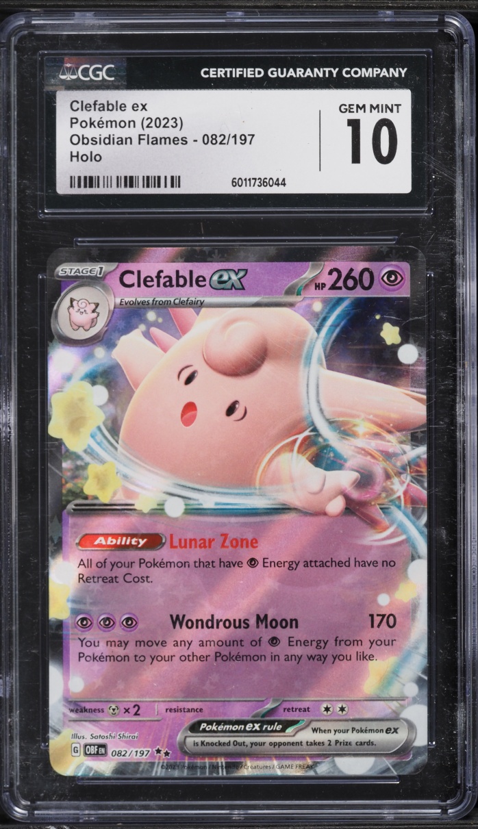 2023 Pokemon Scarlet & Violet Obsidian Flames Holo Clefable ex #82 CGC 10 GEM MINT