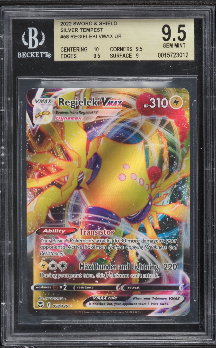 2022 Pokemon Sword And Shield Silver Tempest Regieleki VMAX #58 BGS 9.5 GEM MINT