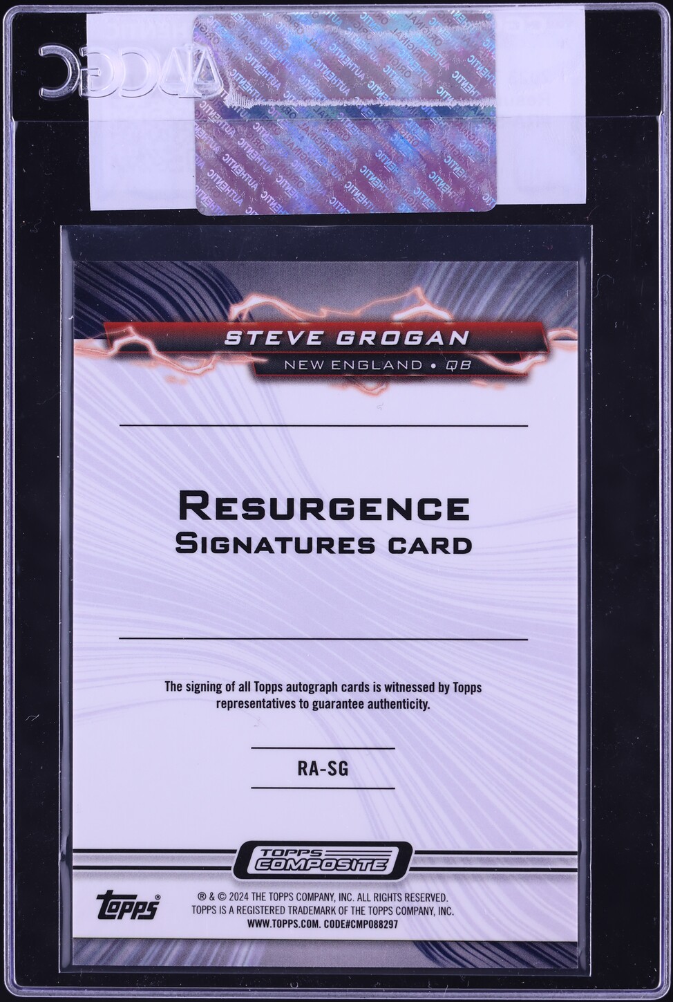 2023 Topps Composite Resurgence Steve Grogan AUTO #RA-SG CGC AUTH