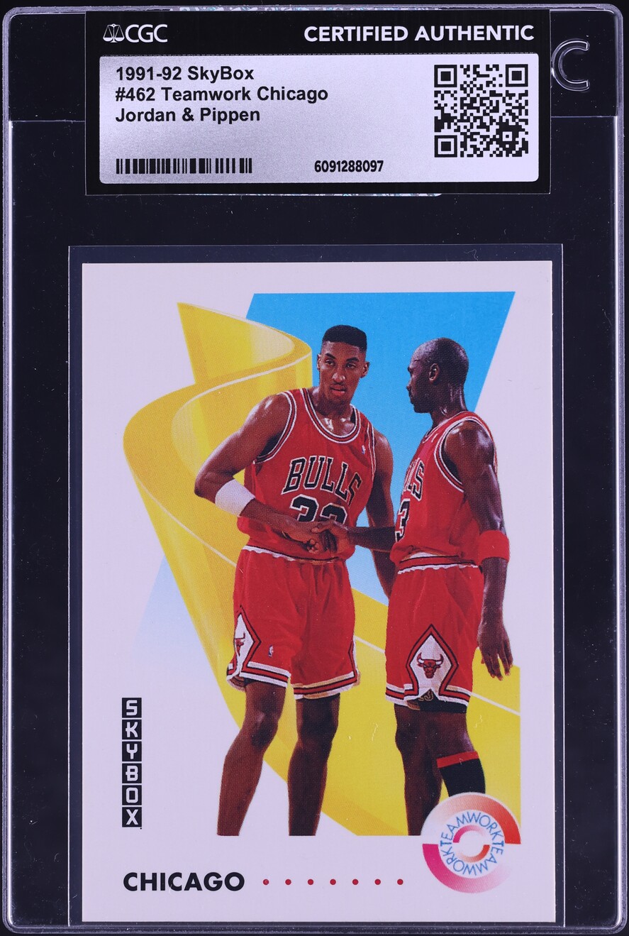 1991 Skybox Teamwork Chicago Michael Jordan Scottie Pippen #462 CGC AUTH