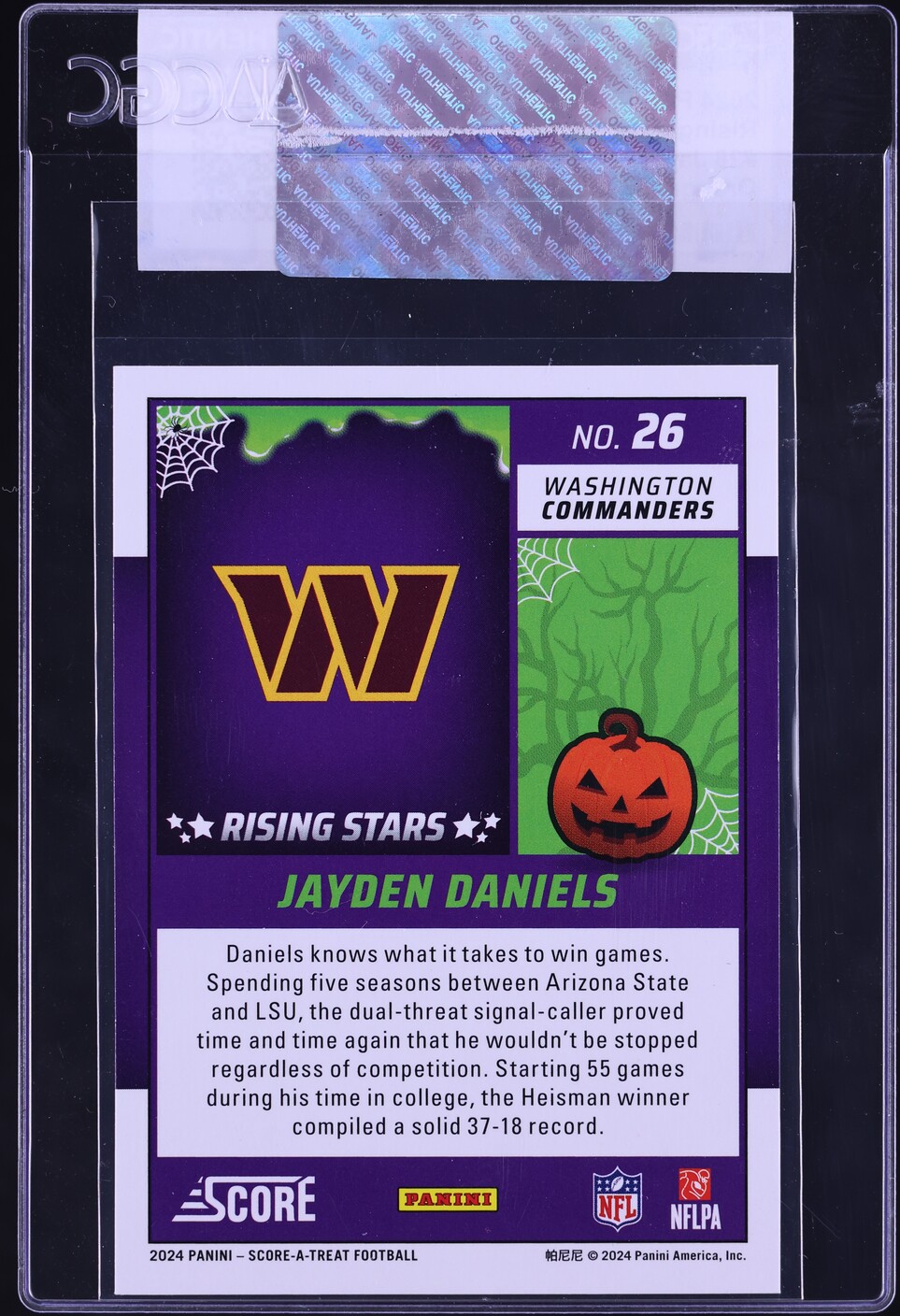 2024 Score-A-Treat Rising Stars Orange Pumpkin Jayden Daniels RC #26 CGC AUTH