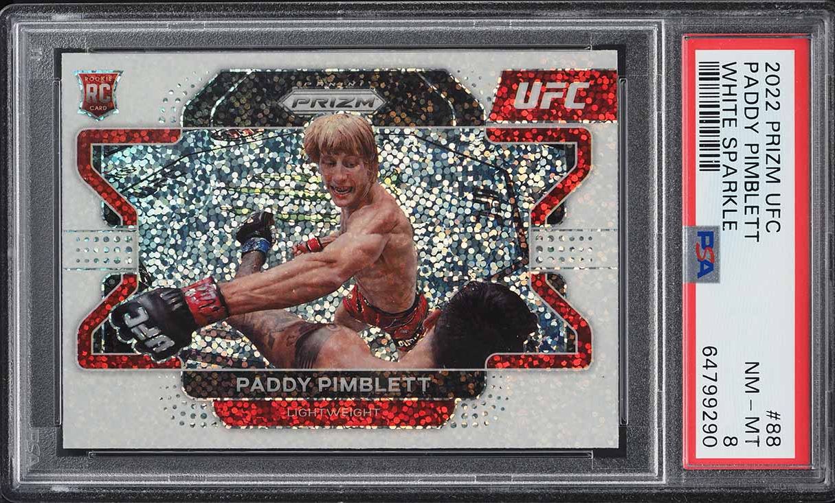 2022 Panini Prizm UFC White Sparkle Paddy Pimblett ROOKIE #88 PSA 8 NM-MT
