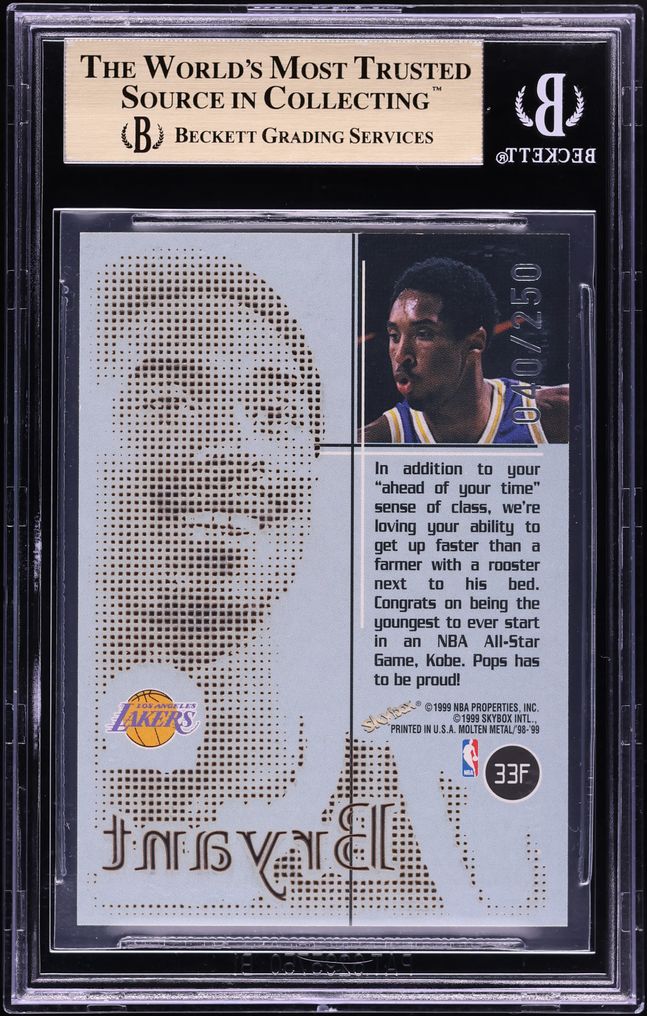 1998 Skybox Molten Metal Fusion Titanium Kobe Bryant /250 #33F BGS 9.5 GEM MINT