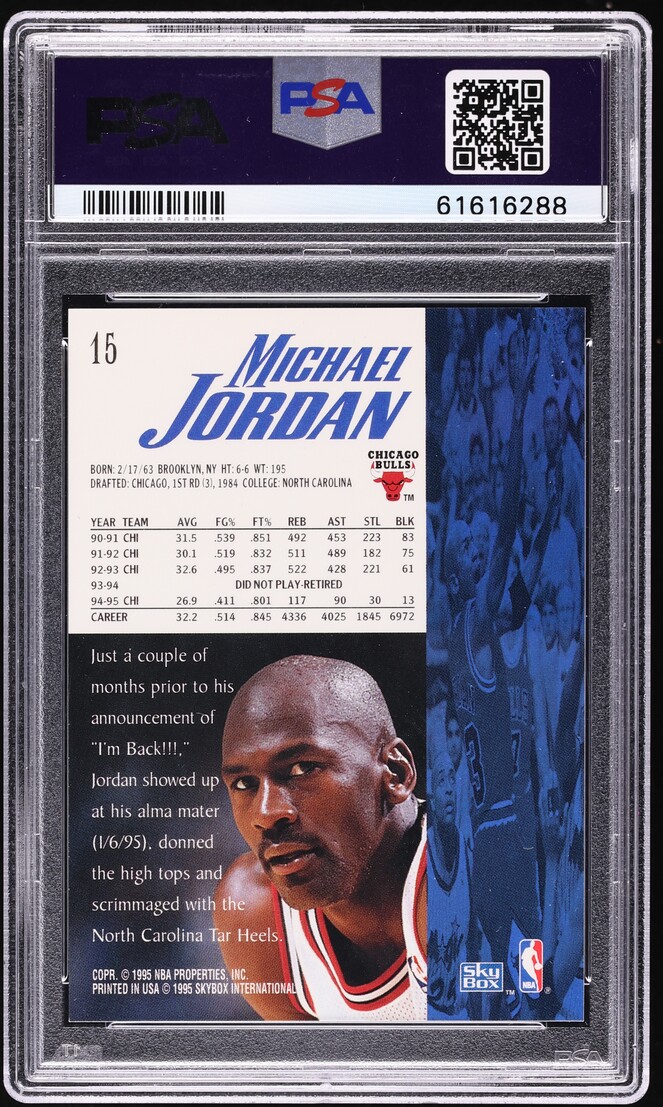 1995 Skybox Premium Michael Jordan ERROR #15 PSA 10 GEM MINT