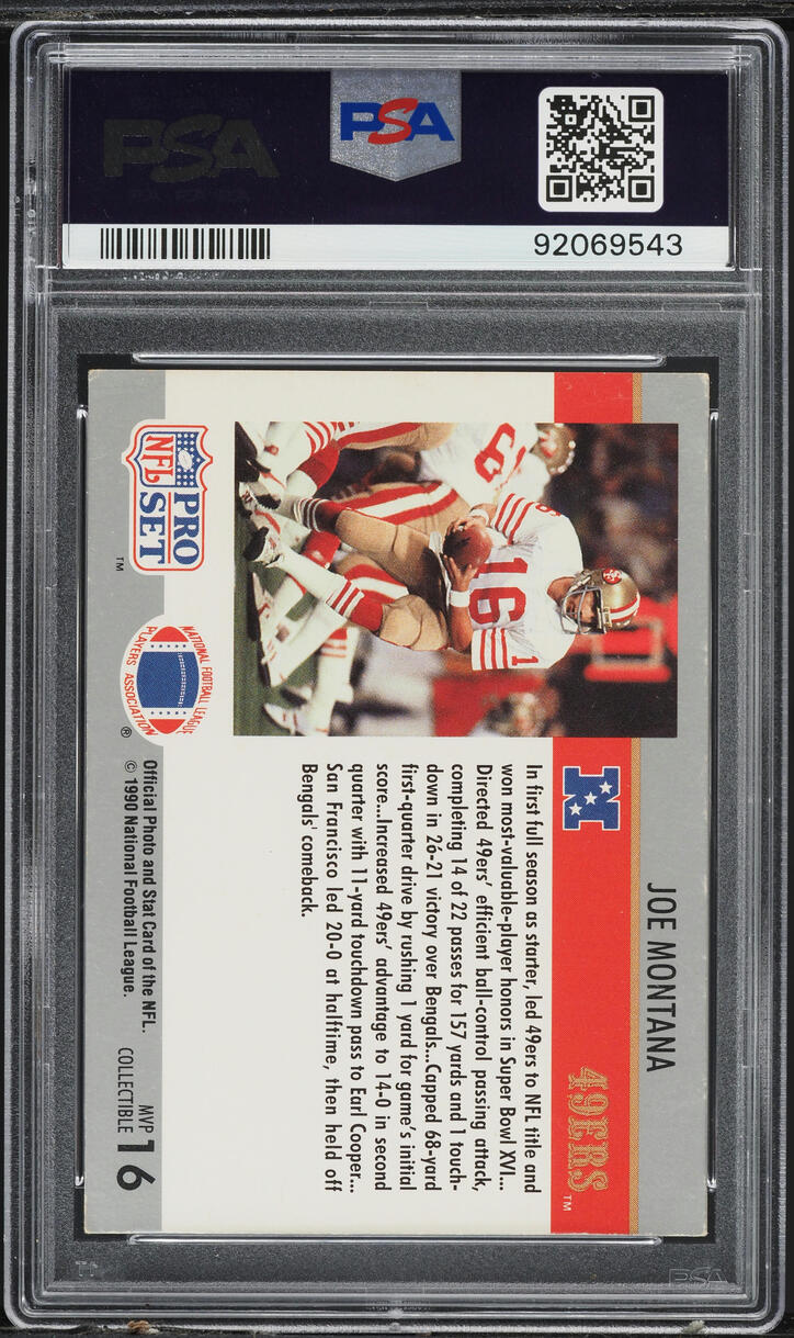 1990 Pro Set Super Bowl MVP's Joe Montana #16 PSA 4 VGEX
