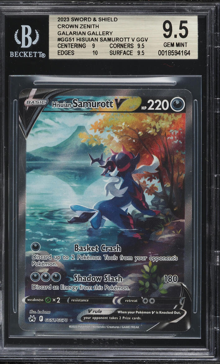2023 Pokemon Sword & Shield Crown Zenith Alt Art Hisuian Samurott V #GG51 BGS 9.5 GEM MINT