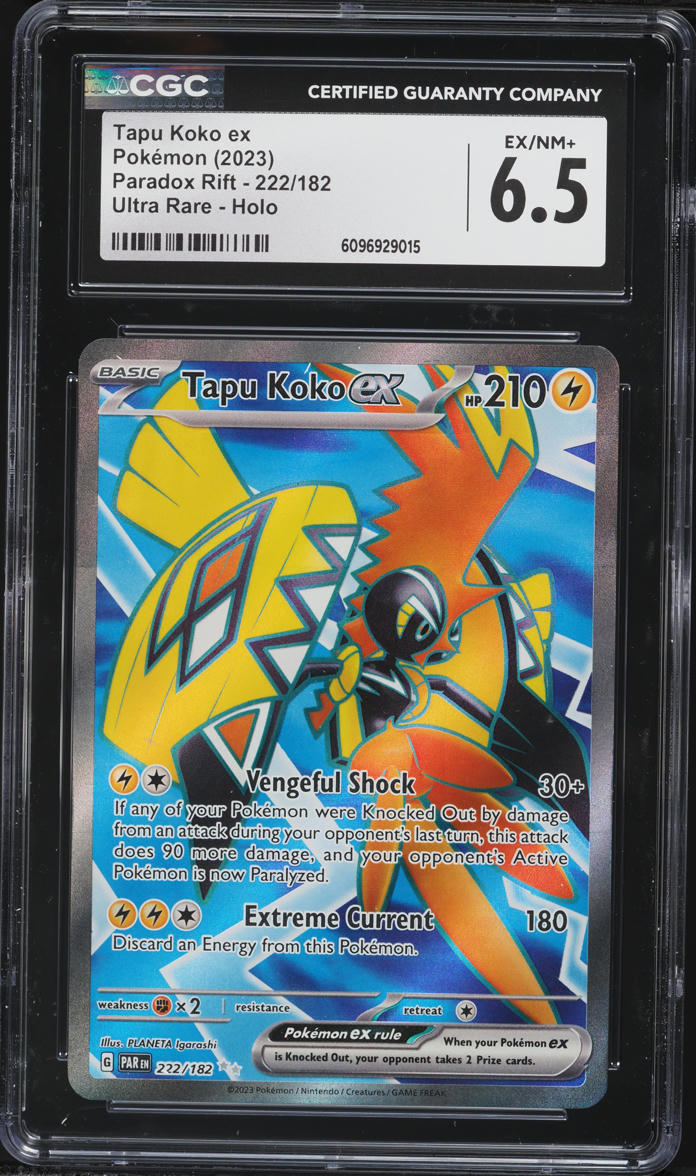 2023 Pokemon Scarlet & Violet Paradox Rift Full Art Tapu Koko Ex #222 CGC 6.5 EXMT+