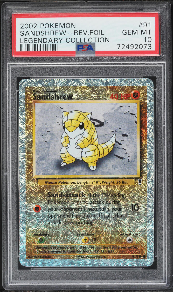 2002 Pokemon Legendary Collection Reverse Holo Sandshrew #91 PSA 10 GEM MINT