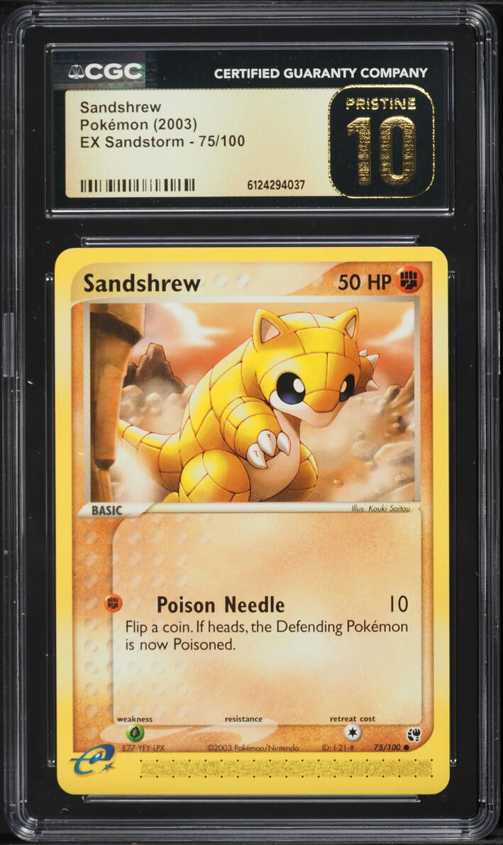 2003 Pokemon EX Sandstorm Sandshrew #75 CGC 10 PRISTINE