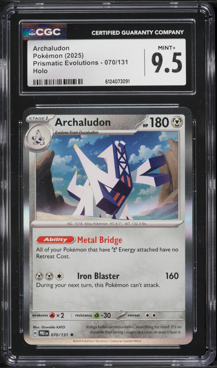 2025 Pokemon SV Prismatic Evolutions Holo Archaludon #70 CGC 9.5 MINT+