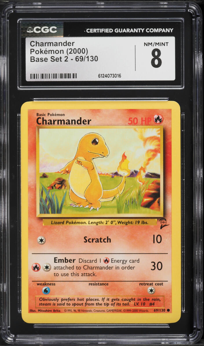 2000 Pokemon Base Set 2 Charmander #69 CGC 8 NM-MT