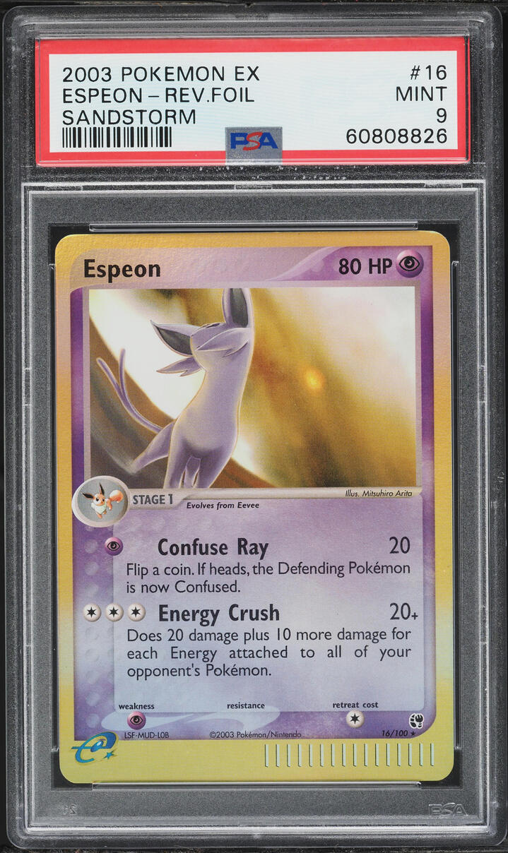 2003 Pokemon EX Sandstorm Reverse Holo Espeon #16 PSA 9 MINT