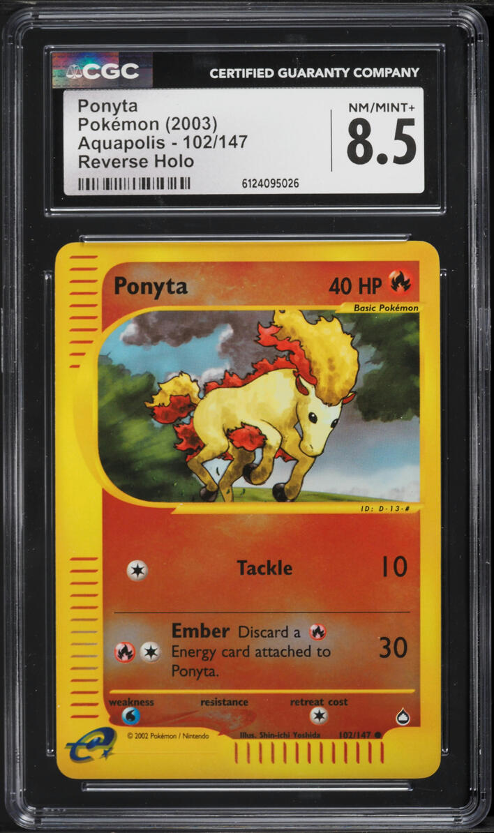 2003 Pokemon Aquapolis Reverse Holo Ponyta #102 CGC 8.5 NM-MT+