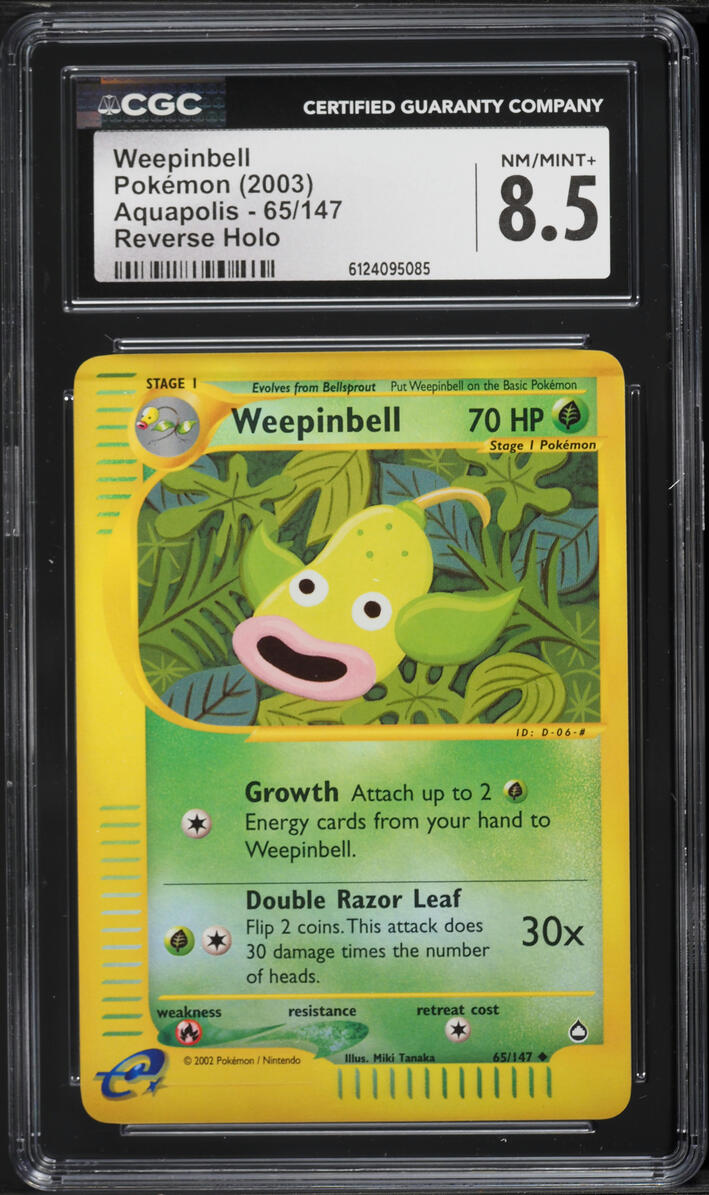 2003 Pokemon Aquapolis Reverse Holo Weepinbell #65 CGC 8.5 NM-MT+