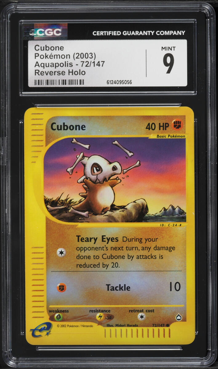2003 Pokemon Aquapolis Reverse Holo Cubone #72 CGC 9 MINT