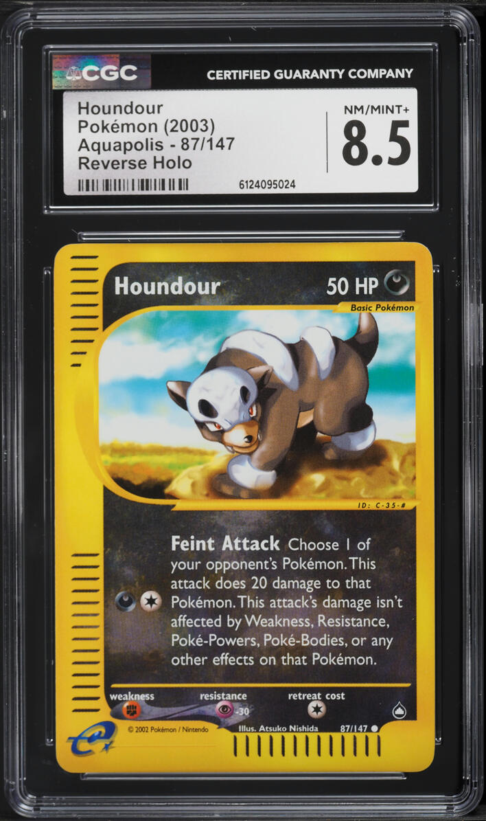 2003 Pokemon Aquapolis Reverse Holo Houndour #87 CGC 8.5 NM-MT+