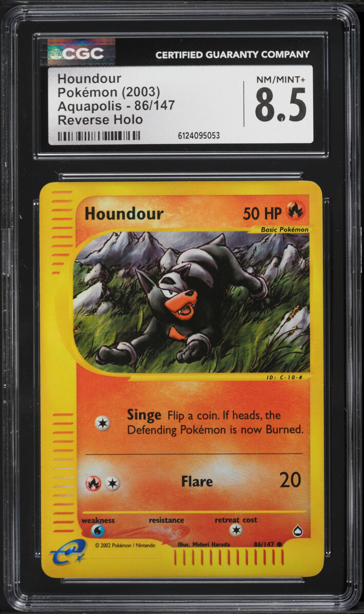 2003 Pokemon Aquapolis Reverse Holo Houndour #86 CGC 8.5 NM-MT+