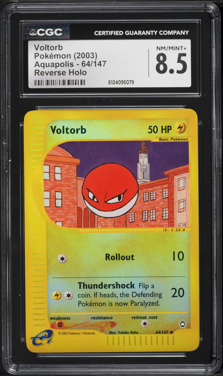 2003 Pokemon Aquapolis Reverse Holo Voltorb #64 CGC 8.5 NM-MT+