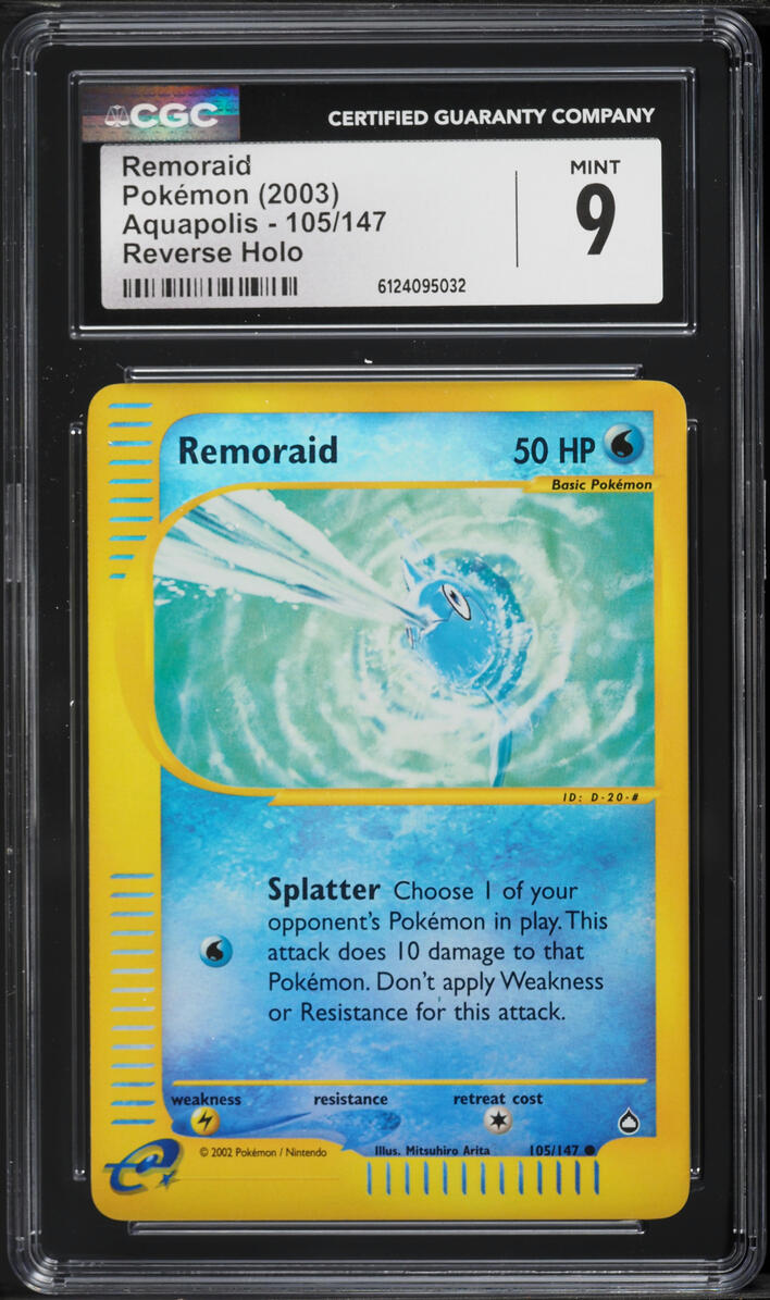 2003 Pokemon Aquapolis Reverse Holo Remoraid #105 CGC 9 MINT