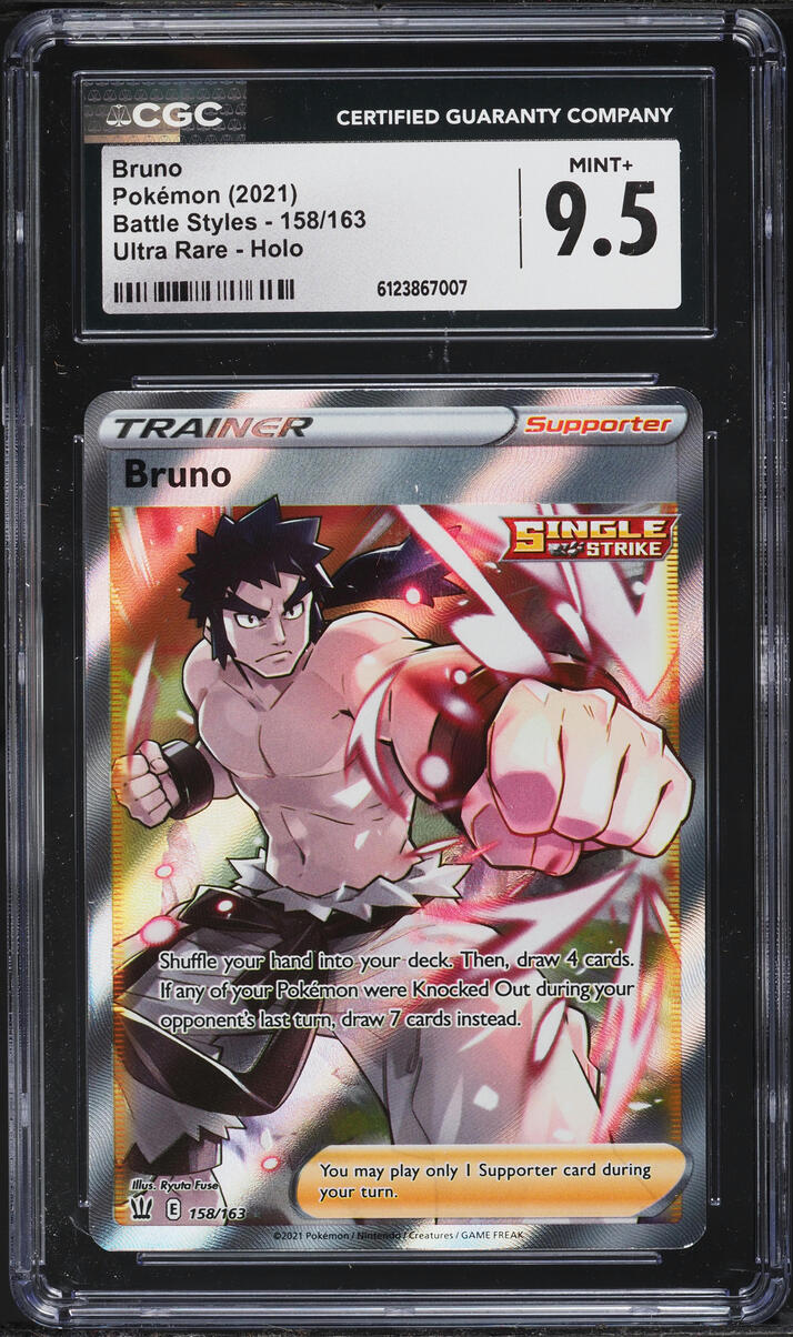 2021 Pokemon Sword & Shield Battle Styles Full Art Bruno #158 CGC 9.5 MINT+
