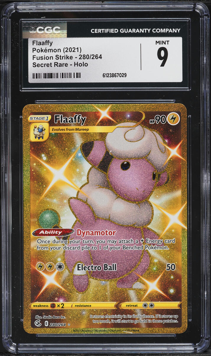 2021 Pokemon Sword & Shield Fusion Strike Gold Rare Flaaffy #280 CGC 9 MINT