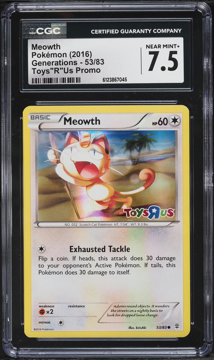 2016 Pokemon XY Generations Toys R Us Promo Meowth #53 CGC 7.5 NRMT+