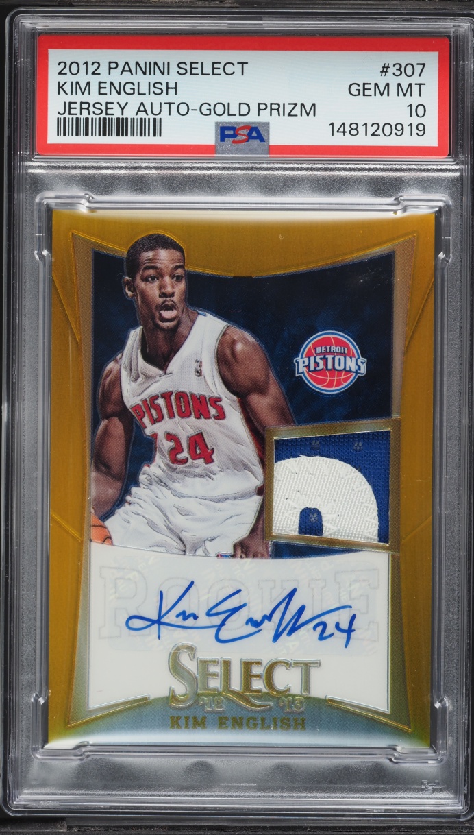 2012 Select Jersey Gold Prizm Kim English ROOKIE PATCH AUTO /10 #307 PSA 10 GEM MINT