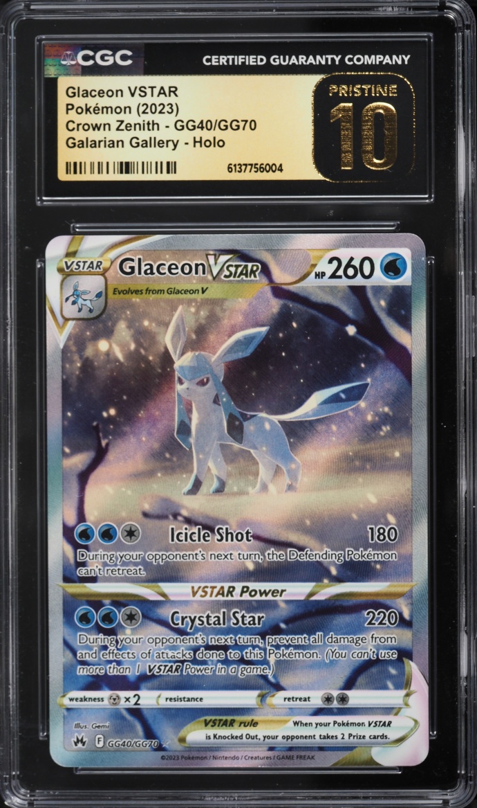 2023 Pokemon Sword & Shield Crown Zenith Galarian Gallery Alt Art Glaceon VSTAR #GG40 CGC 10
