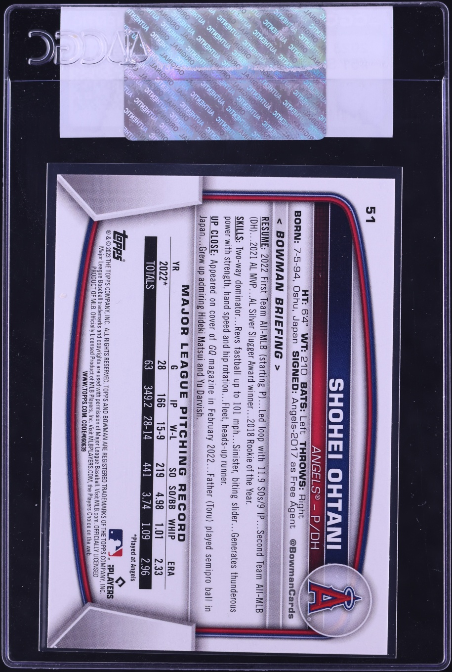 2023 Bowman Shohei Ohtani #51 CGC AUTH