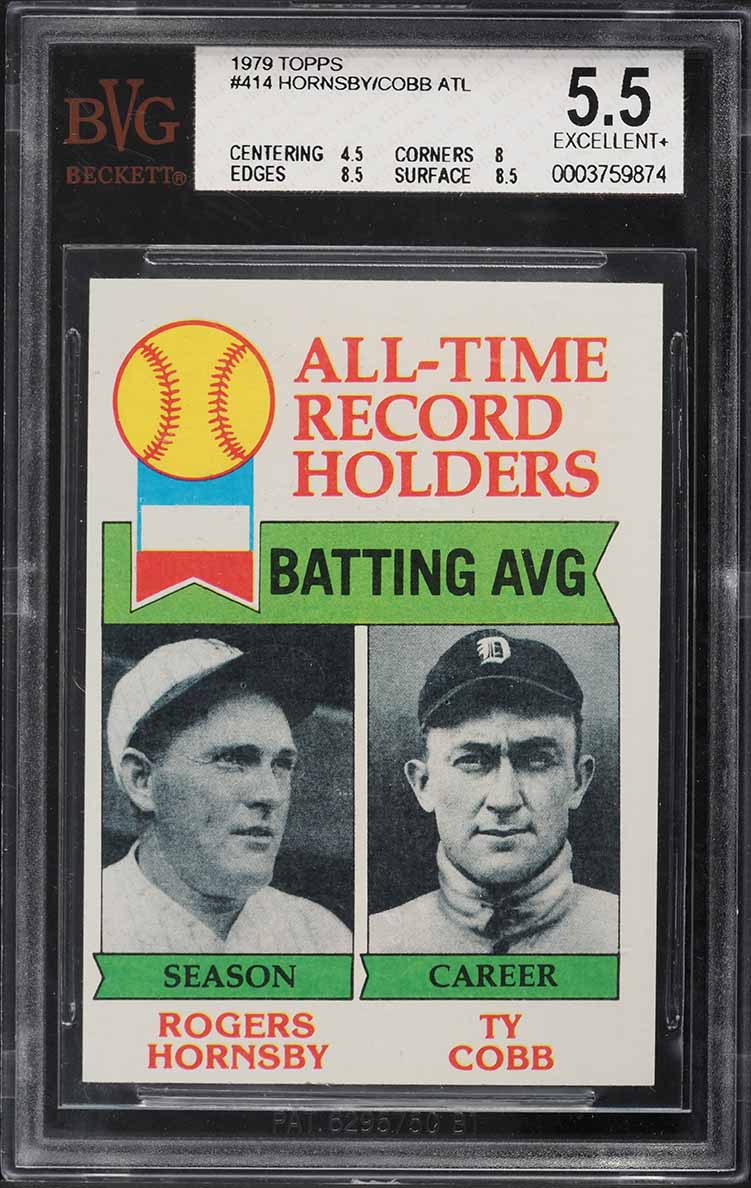 1979 Topps Ty Cobb & Rogers Hornsby ALL-TIME LDRS #414 BVG 5.5 EX+