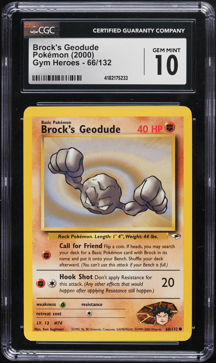 2000 Pokemon Gym Heroes Brock's Geodude #66 CGC 9.5 GEM MINT