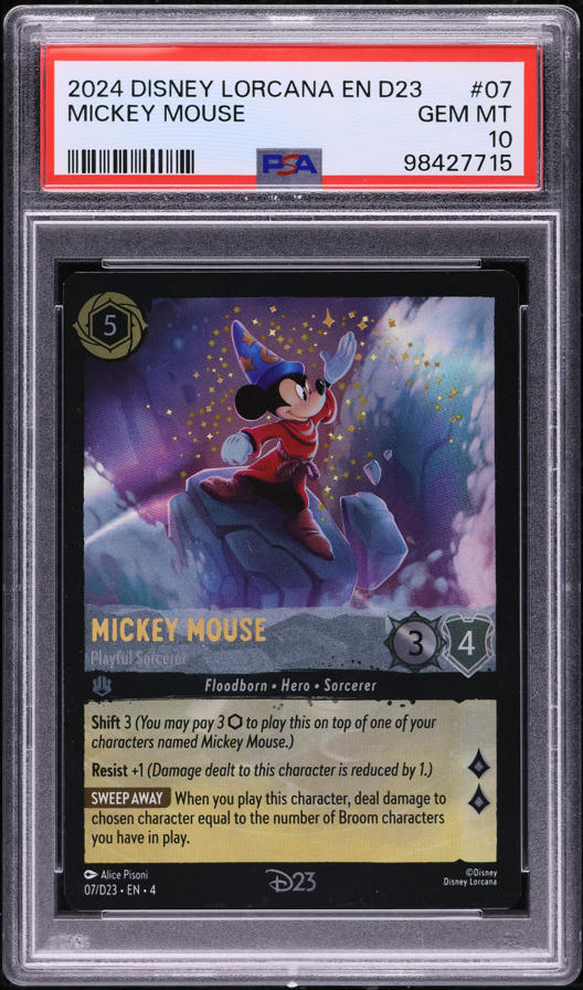 2022 Disney Lorcana Promo D23 Expo Mickey Mouse #1 PSA 9 MINT on