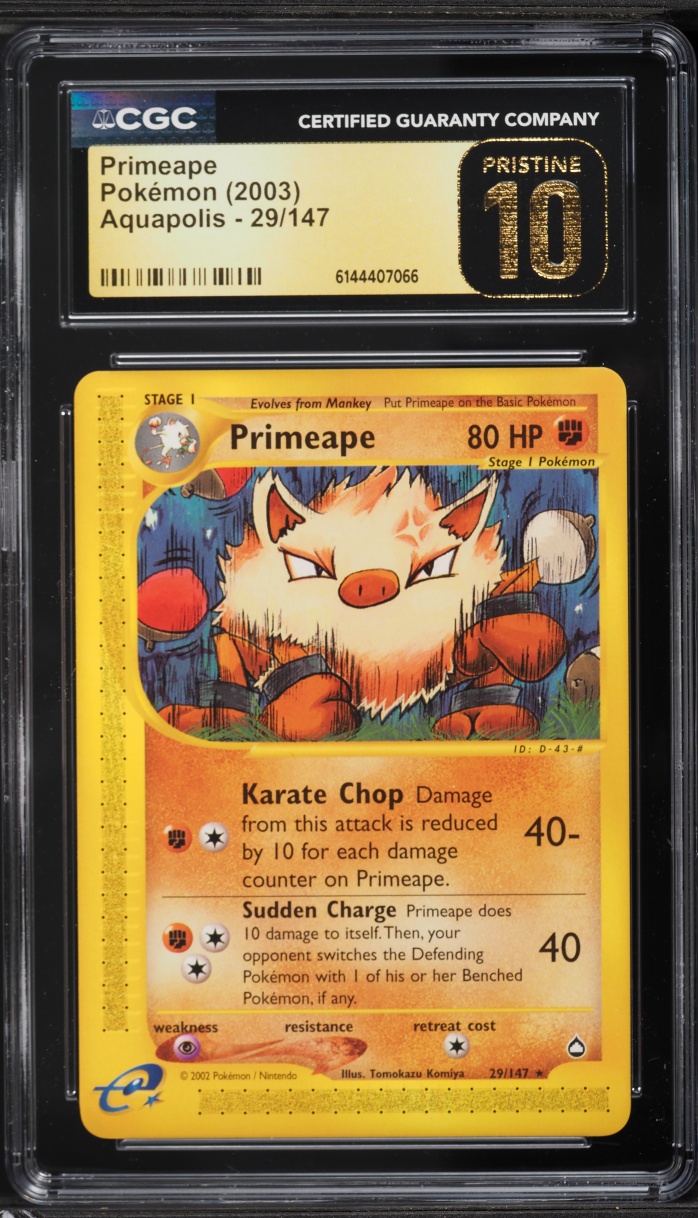 2003 Pokemon Aquapolis Primeape #29 CGC 10 PRISTINE