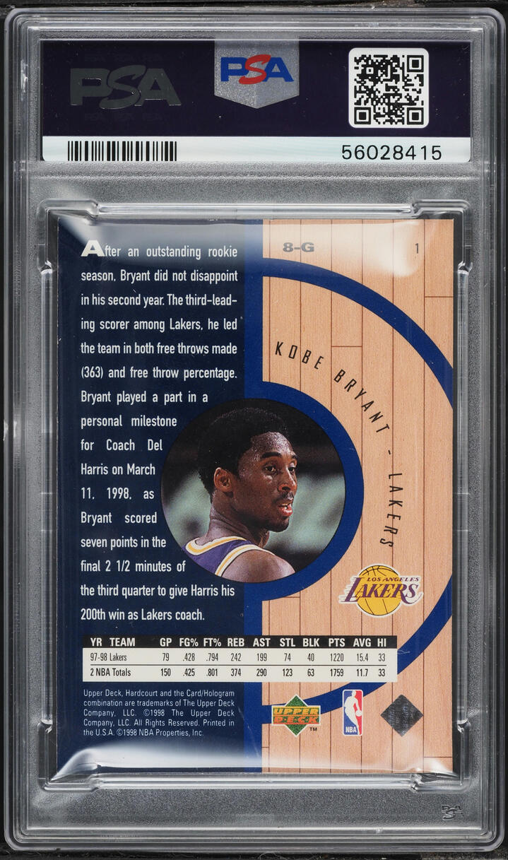 1998 Upper Deck Hardcourt Home Court Advantage Kobe Bryant #1 PSA 8 NM-MT