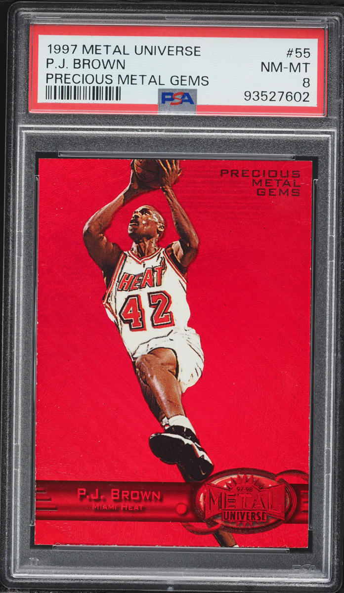 1997 Metal Universe Precious Metal Gems PMG Red P.J. Brown /100 #55 PSA 8 NM-MT