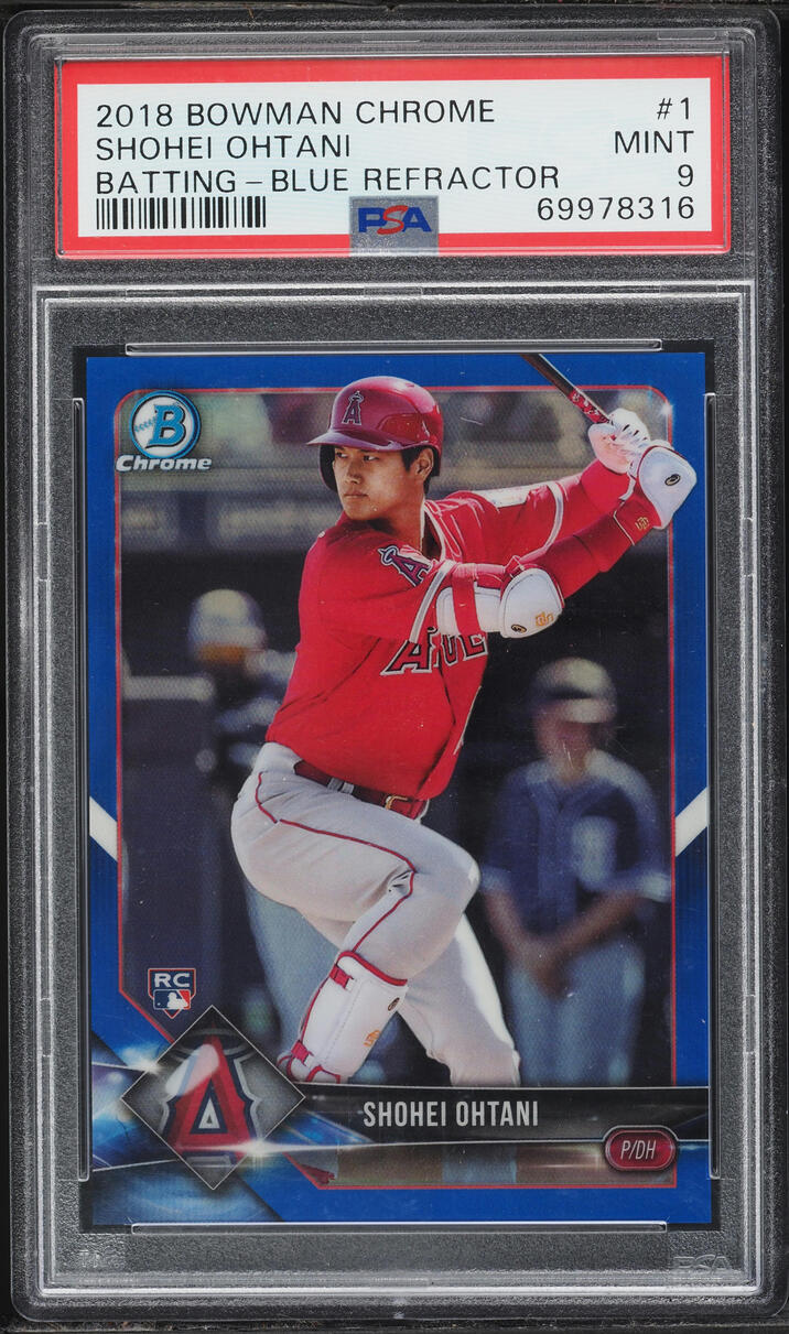 2018 Bowman Chrome Blue Refractor Shohei Ohtani ROOKIE /150 #1 PSA 9 MINT