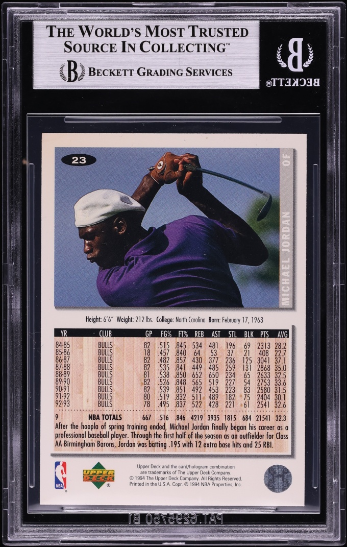 1994 Collector's Choice Michael Jordan ROOKIE #23 BGS 8 NM-MT