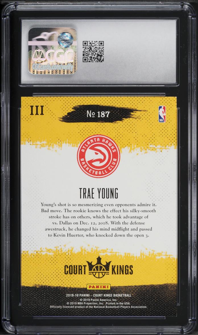 2018 Panini Court Kings Trae Young ROOKIE #187 CGC 10 GEM MINT