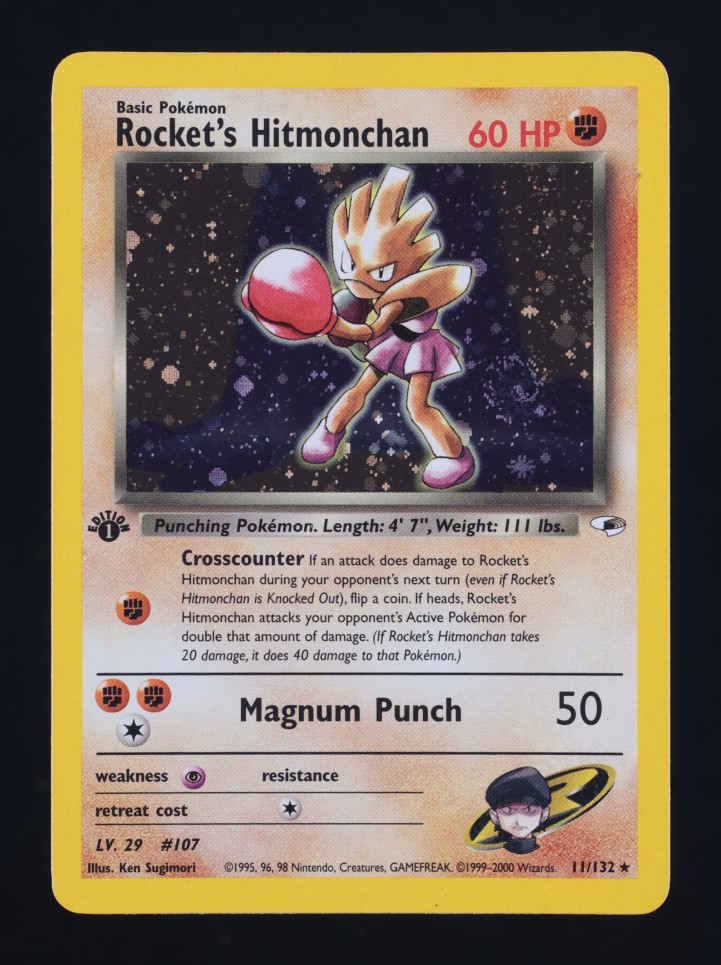 2000 Pokemon Gym Heroes 1st Edition Holo Rocket's Hitmonchan #11 MBA AUTH