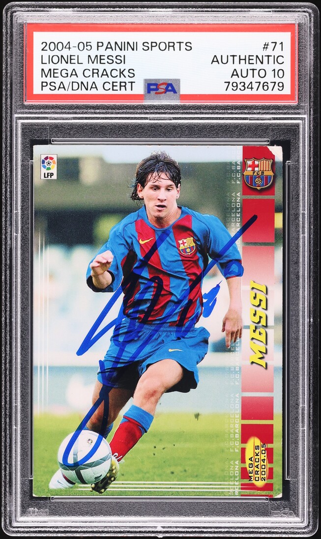 2004 Panini Sports Mega Cracks La Liga Lionel Messi RC AUTO DNA 10 #71 ...