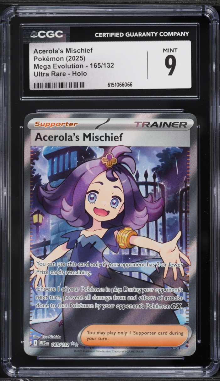 2025 Pokemon Mega Evolution Full Art Acerola's Mischief #165 CGC 9 MINT