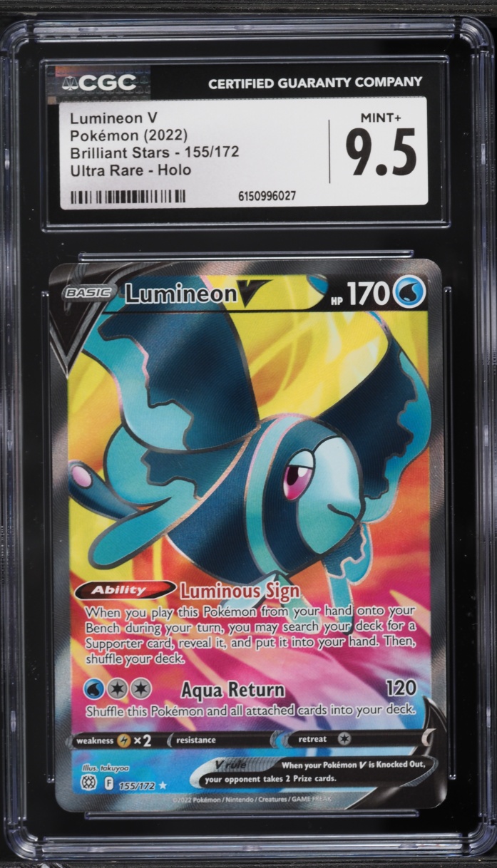 2022 Pokemon Sword & Shield Brilliant Stars Full Art Lumineon V #155 CGC 9.5 MINT+