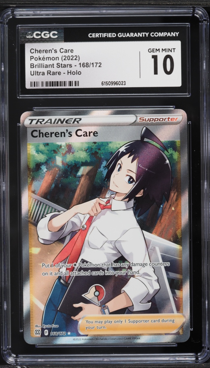 2022 Pokemon Sword & Shield Brilliant Stars Full Art Cheren's Care #168 CGC 10 GEM MINT