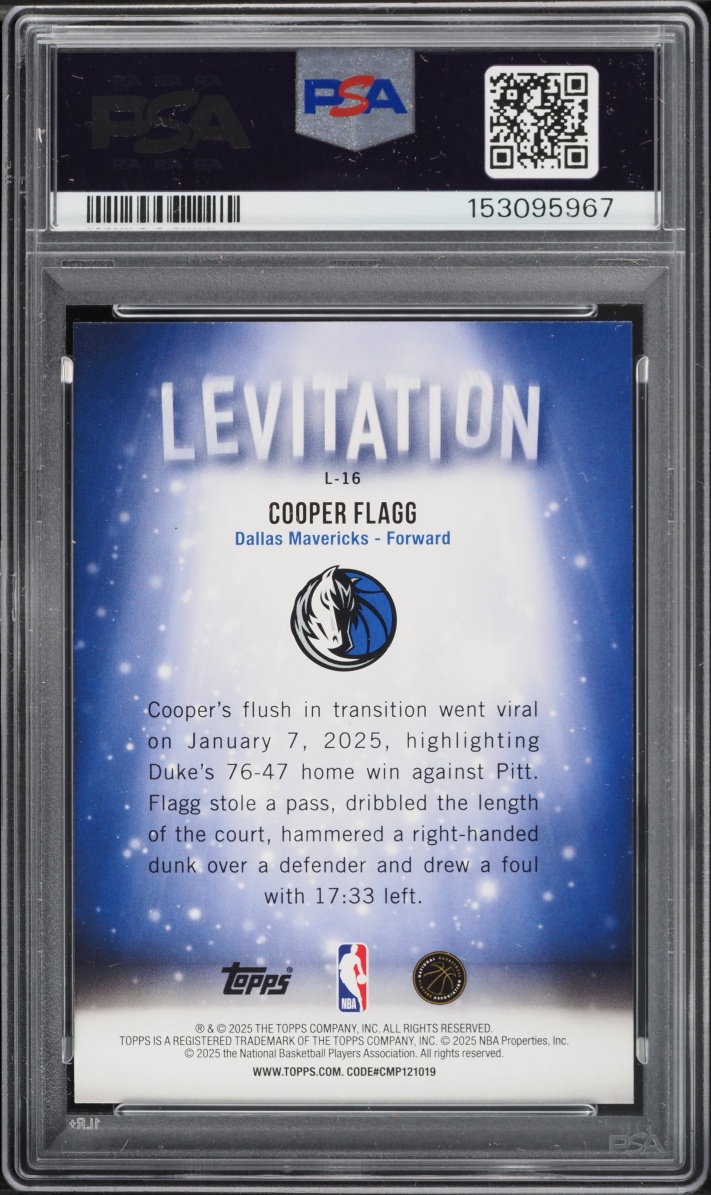 2025 Topps Levitation Cooper Flagg ROOKIE #L-16 PSA 10 GEM MINT