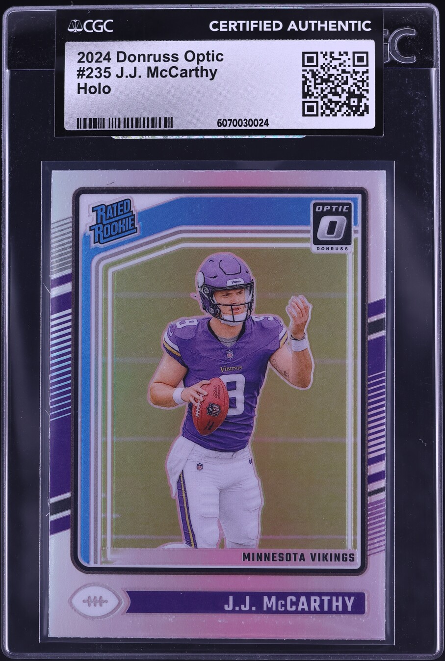 2024 Donruss Optic Holo J.J. McCarthy ROOKIE #235 CGC AUTH