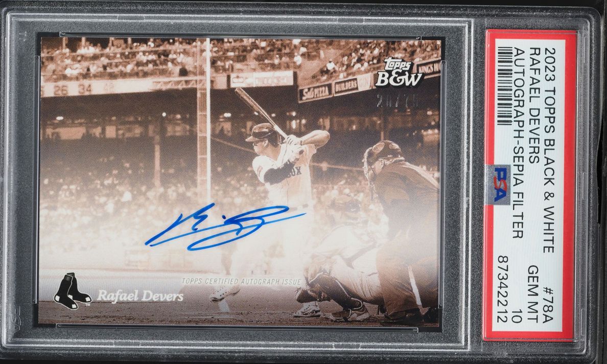 2023 Topps Black & White Sepia Filter Rafael Devers AUTO /75 #78-A