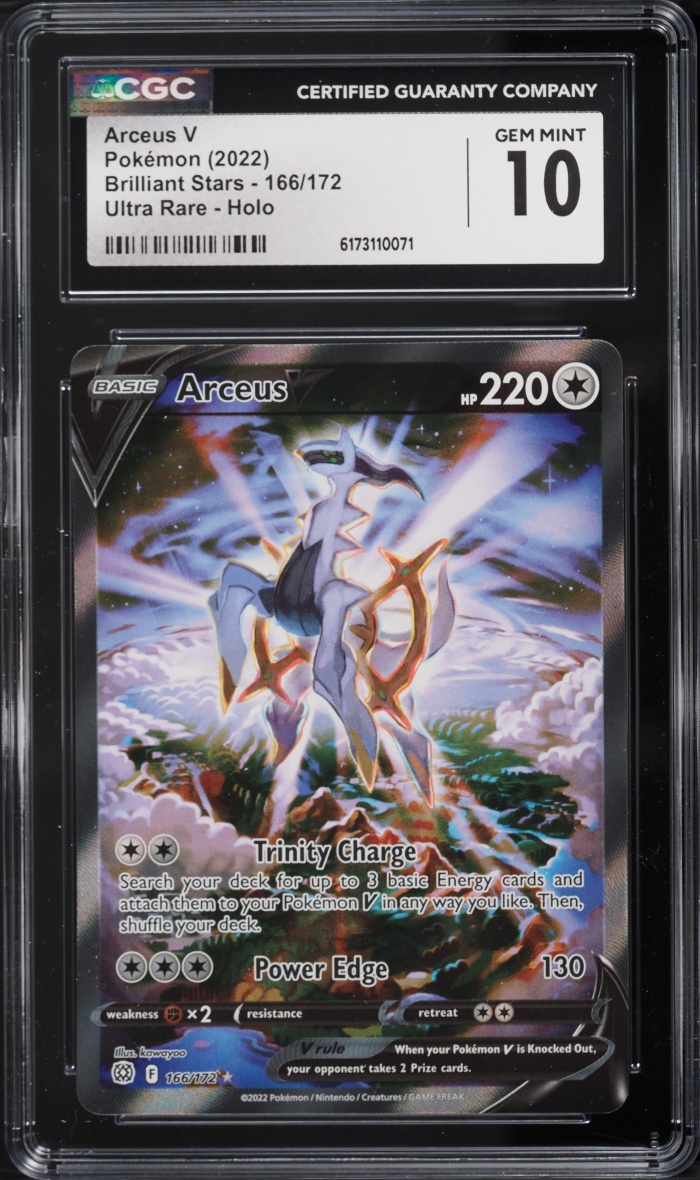 2022 Pokemon Sword & Shield Brilliant Stars Full Art Arceus V #166 CGC 10 GEM MINT
